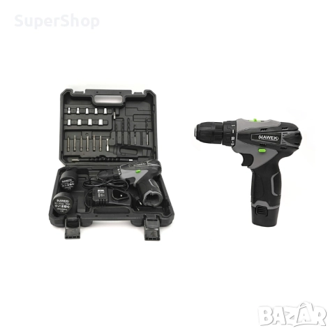 Акумулаторен винтоверт с вложки и удължение HAWEK 2 батерии в куфар, снимка 4 - Винтоверти - 52197951
