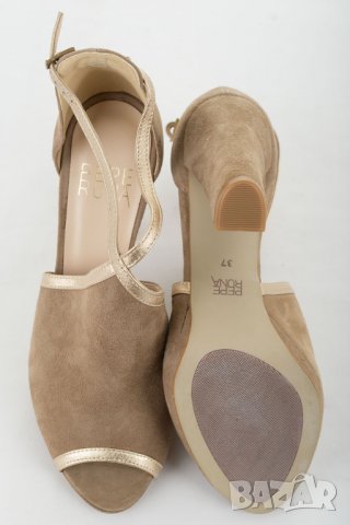 Дамски велурени сандали в цвят капучино и златисто марка Peperuna - 37, снимка 7 - Сандали - 31774952
