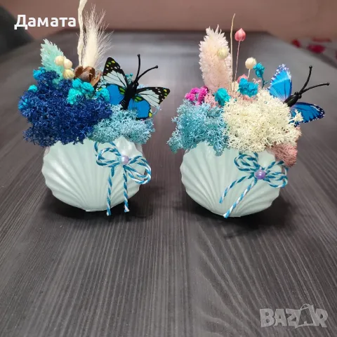 Малки бурканчета и кашпички с естествен скандинавски мъх, снимка 11 - Декорация за дома - 42136476