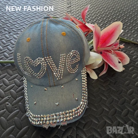 Дънкови Шапки с Камъни ✨, снимка 2 - Шапки - 51417951