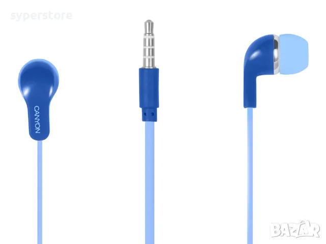 Слушалки с микрофон CANYON CNE-CEPM01BL , сини, слушалки тип "тапи", за уши, In-Ear,  Stereo Earphon