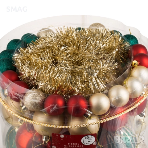 Комплект коледни топки разноцветни Ø4–10 см 55 бр._1241118, снимка 2 - Други - 52352811