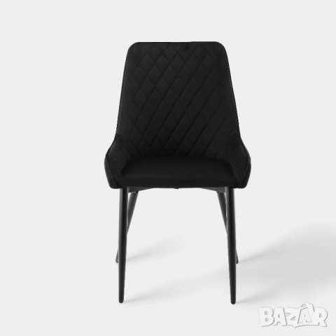 Трапезни столове с дамаска от кадифе, к-кт от 2 бр. C-U-DC-B0348GY, снимка 4 - Столове - 42394692