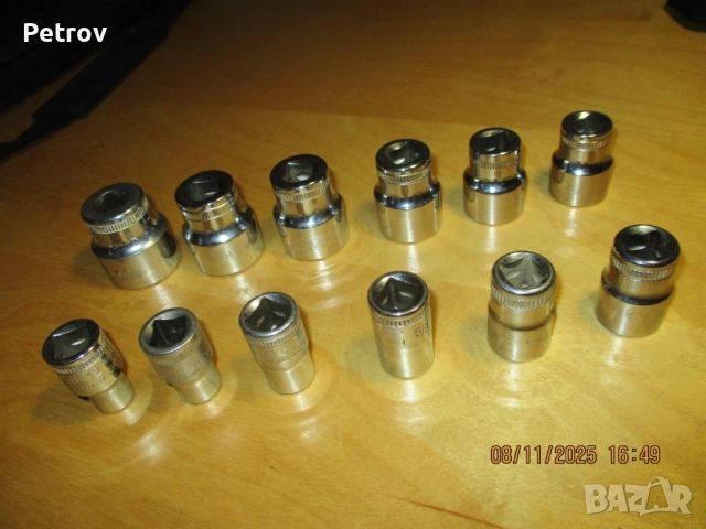 HEYCO No.50-12 - MADE IN GERMANY - 1/2" 12 броя 12-стенни ПРОФЕСИОНАЛНИ цолови / инчови вложки !!!!!