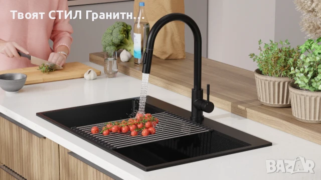 Черна Кухненска Мивка от гранит Осло 80 XXL Top 780 x 500 mm