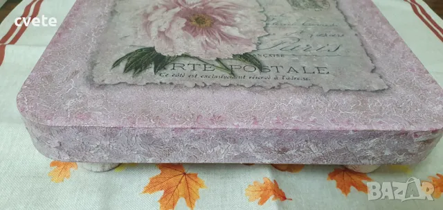 Дървена поставка, мини масичка, ръчно декорирана с декупаж, снимка 8 - Декорация за дома - 47765667