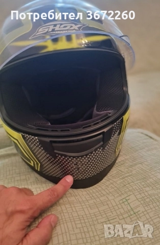 Мото каска Shox размер М 57-58 жълто и черно, снимка 9 - Аксесоари и консумативи - 52163142