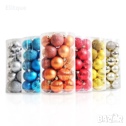 Коледни топки за украса, 24 броя  с кутия - SD36, снимка 5 - Други стоки за дома - 52903018