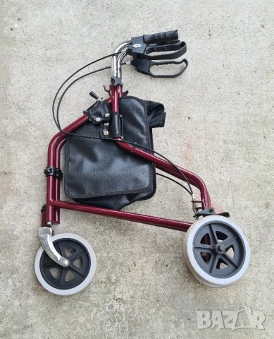 Проходилка с три колела от легирана стомана Drive W009BLR с чанта - бордо, снимка 5 - Ролатори - 50753074