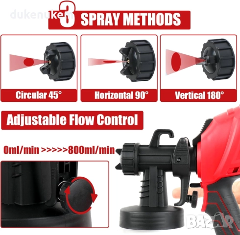 Електрически пистолет за боядисване 700W, 1200 мл, 4 медни дюзи, снимка 4 - Други инструменти - 52721909