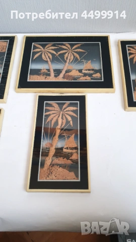 Ретро картини от корк - 5 броя, снимка 7 - Антикварни и старинни предмети - 53882885