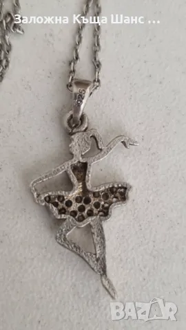 Сребърно синджирче 925 с висулка балерина , снимка 5 - Колиета, медальони, синджири - 47587830