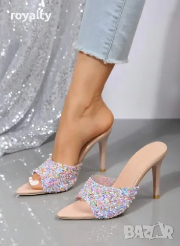 Блестящи сандали на ток 🍋