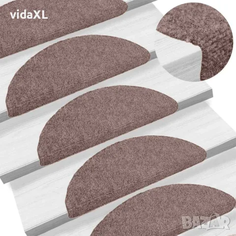 vidaXL Изтривалки за стълби, самозалепващи се, 15 бр., 65x21x4 см, светлокафяви, полукръгли, големи, снимка 2 - Изтривалки - 56145987