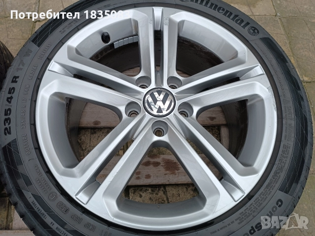 Лети джанти 17ки 5х112 VW + летни гуми 235/45/17 Continental, снимка 7 - Гуми и джанти - 52816019