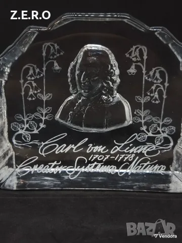 Винтидж преспапие от кристално стъкло Carl von Linné ново, снимка 3 - Антикварни и старинни предмети - 56118067