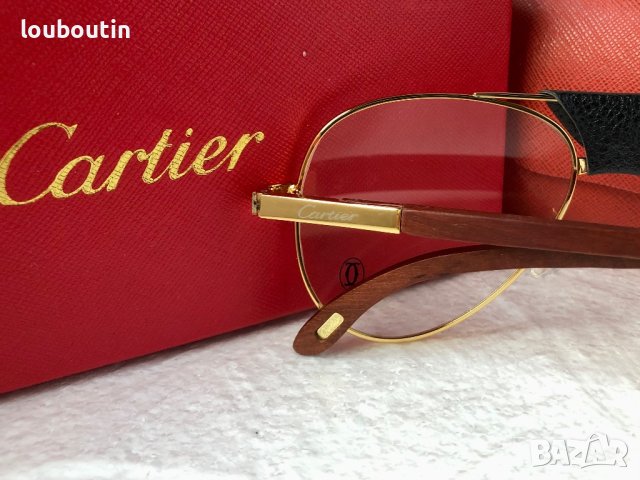 Cartier 2023 прозрачни мъжки слънчеви очила с кожа и дървени дръжки, снимка 13 - Слънчеви и диоптрични очила - 42813053