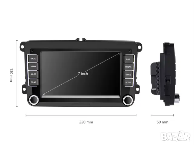 7” 2-DIN мултимедия за Volkswagen-SEAT-Skoda. Android 14, RDS, 64GB ROM, RAM 4GB DDR3, снимка 3 - Аксесоари и консумативи - 49641054
