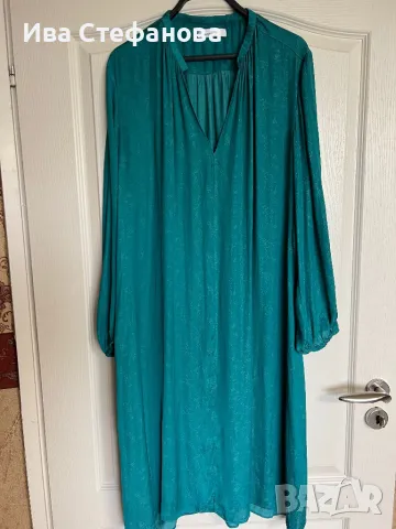 Нова сатенена сатен зелена ежедневна елегантна рокля Samsøe Samsøe , снимка 3 - Рокли - 50023848