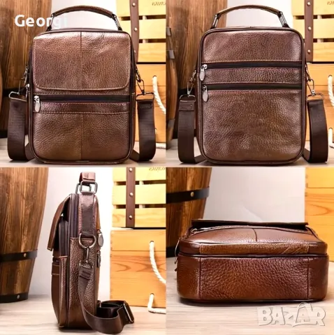 Мъжка функционално/ежедневна чанта /Естествена кожа в три модерни цвята!, снимка 3 - Чанти - 49293637