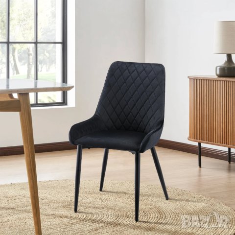 Трапезни столове с дамаска от кадифе, к-кт от 2 бр. C-U-DC-B0348GY, снимка 2 - Столове - 42394692