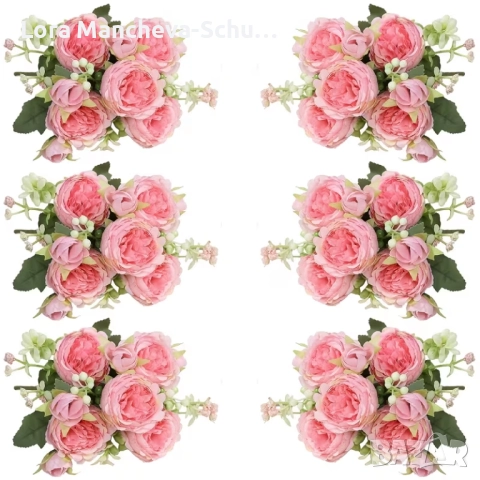 Красиви букети от изкуствени божури – Розови нюанси, снимка 4 - Декорация за дома - 52971214