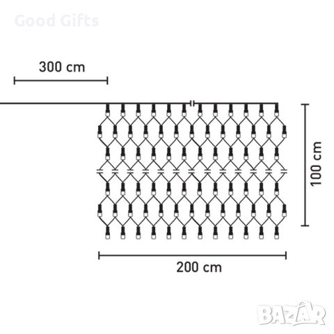 Коледни лампички Завеса, 120LED, 100х200см, снимка 3 - Лед осветление - 42742358