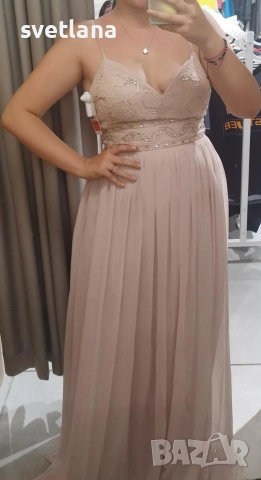 Официална рокля в бежов цвят, снимка 2 - Рокли - 54083641