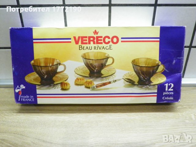 Стъклен Сервиз от соца, VERECO France, Кореком ~1978, снимка 3 - Антикварни и старинни предмети - 36866487