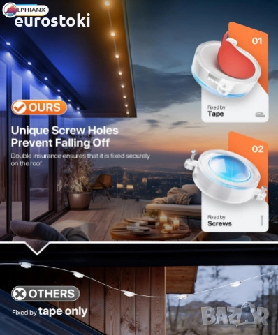 Интелигентни външни светлини LPHIANX, 30 м, 80 LED, RGB смарт постоянни външни светлини, управление , снимка 2 - Външни лампи - 51705098