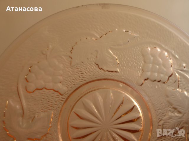 Стъклени десертни чинийки 6 бр сервиз 1970 г чиния, снимка 5 - Чинии - 44500993