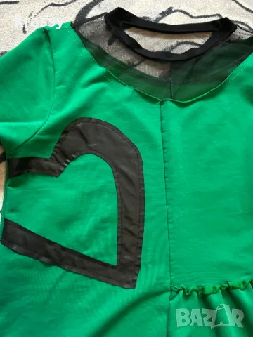 Страхотна макси дамска блуза с кожено сърце и елементи от тюл (размер ХЛ), снимка 2 - Блузи с дълъг ръкав и пуловери - 49607644