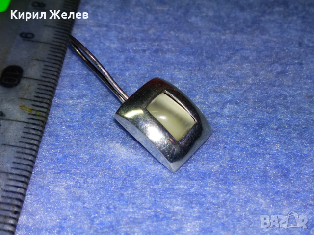 СКЪПОЦЕННА СРЕБЪРНА РЕТРО АРТ ОБЕЦА СРЕБРО 925 с БЯЛО КОТЕШКО ОКО ПОЛИРАН КАМЪК 43315, снимка 3 - Обеци - 44691081