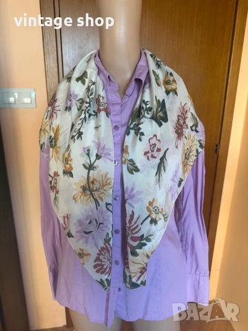 Копринен шал с флорален десен, снимка 3 - Шалове - 54138899