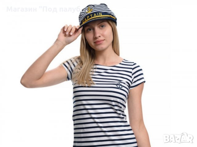 Нов дамски моряшки сет: тениска и капитанска шапка, снимка 9 - Тениски - 29975158