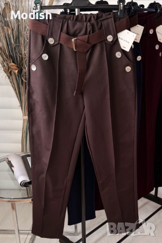 Елегантен дамски панталон с копчета и колан 7063, снимка 4 - Панталони - 52882489