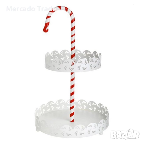 Коледен поднос Mercado Trade, 2 нива, Метал, Бял, снимка 2 - Прибори за хранене, готвене и сервиране - 52471876