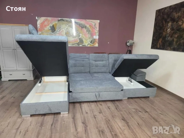 ПРОМОЦИЯ!!! Светло сив П - образен ъглов диван Nixon с функция сън, снимка 3 - Дивани и мека мебел - 52829776