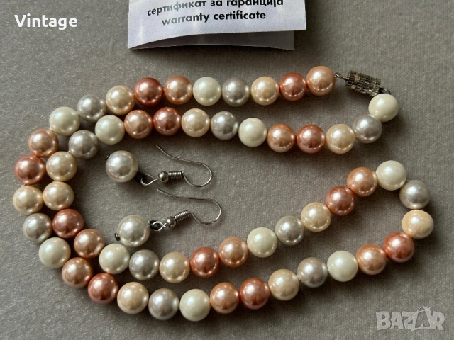 Комплект с истински Охридски бисери , снимка 4 - Бижутерийни комплекти - 53367125