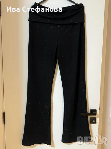 Нов черен парти официален еластичен панталон висока талия блясък ХЛ , снимка 3 - Панталони - 48653094