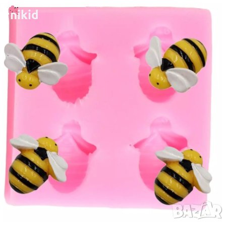4 пчели пчела силиконов молд форма за декорация торта фондан шоколад, снимка 2 - Форми - 30733609