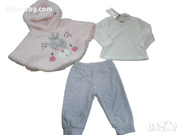 Комплект от 3 части с пончо в розово за момиченце, снимка 4 - Комплекти за бебе - 35499336
