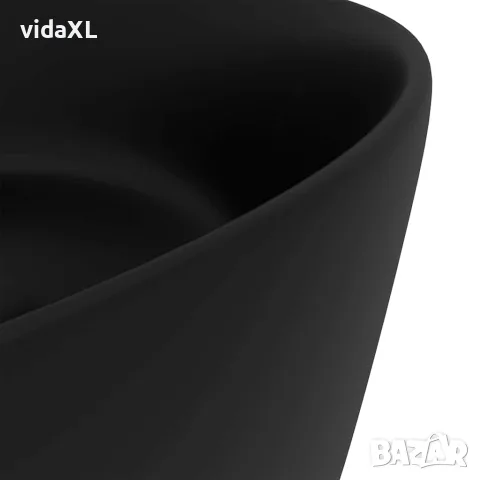 vidaXL Луксозна кръгла мивка, матово черна, 40x15 см, керамика, снимка 5 - Мивки - 56146119