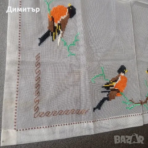Ретро ръчно бродирани карета (8 бр.) – уникална прозрачна/найлонова панама, снимка 6 - Декорация за дома - 55903064