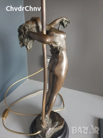 Frishmuth Tiffany лампа с бронзова фигура 80см10кг/еротика/стара ТИФАНИ лампа-статуетка на гола жена, снимка 8 - Лампиони - 52446779