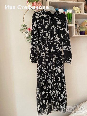 Нова елегантна ежедневна дълга рокля флорален принт цветя плисе плисирана  феерична ефирна , снимка 2 - Рокли - 42058371