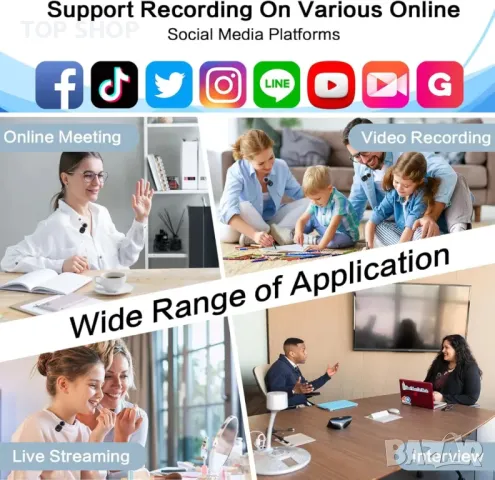 Мини безжичен петличен микрофон OSA за камера и компютър, време за работа до 9 часа, снимка 7 - Микрофони - 49500338