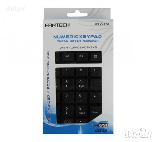Клавиатура мини FTK-801, numpad, USB, снимка 2 - Клавиатури и мишки - 31176982