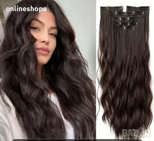 Комплект коса с клипс - екстеншъни 60см термоустойчива - 7 реда , снимка 4 - Аксесоари за коса - 50401373
