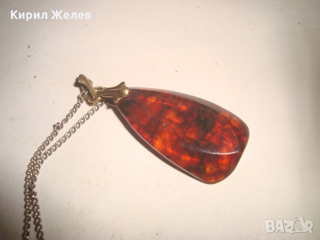 СТАРИНЕН КЕХЛИБАРЕН МЕДАЛЬОН АРТ ДЕКО 100% НАТУРАЛЕН БАЛТИЙСКИ КЕХЛИБАР с БРОНЗОВА ВЕРИЖКА 14980, снимка 11 - Антикварни и старинни предмети - 31196140